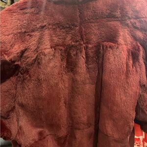 Luxurious Real Vintage Fur Burgundy Jacket